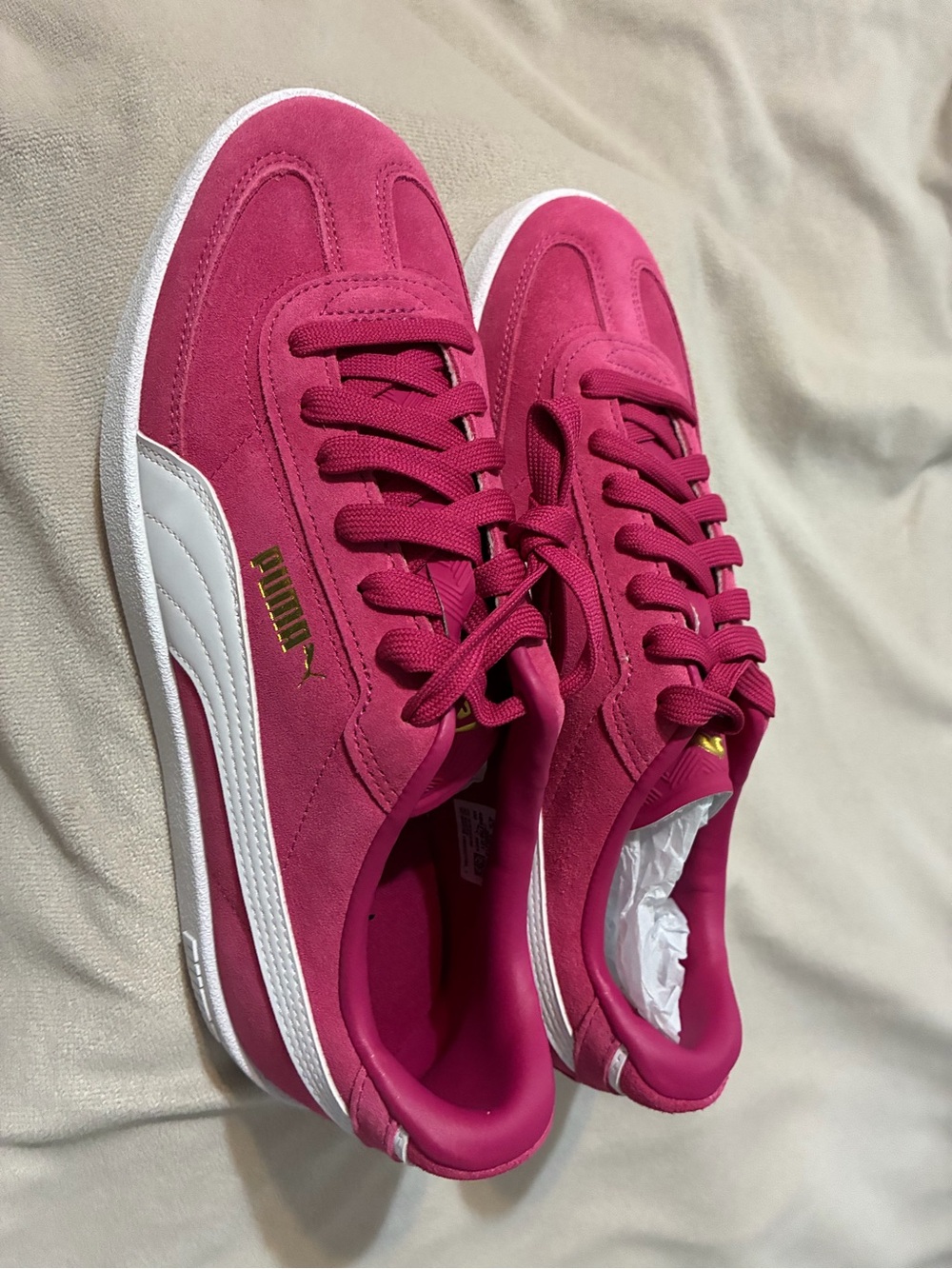Puma Women's Hot Pink Palermo Suede Sneakers with White Stripe